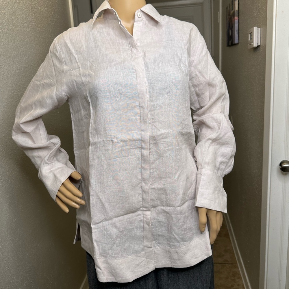 Jarbo Women's Off White Blouse Size 2 Cotton Button Down Blouse Shirt Top — image 6 of 8